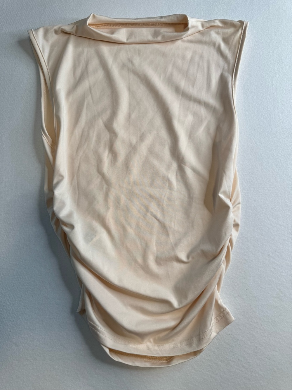 Sleeveless Ruched Tank Top - Cream size small